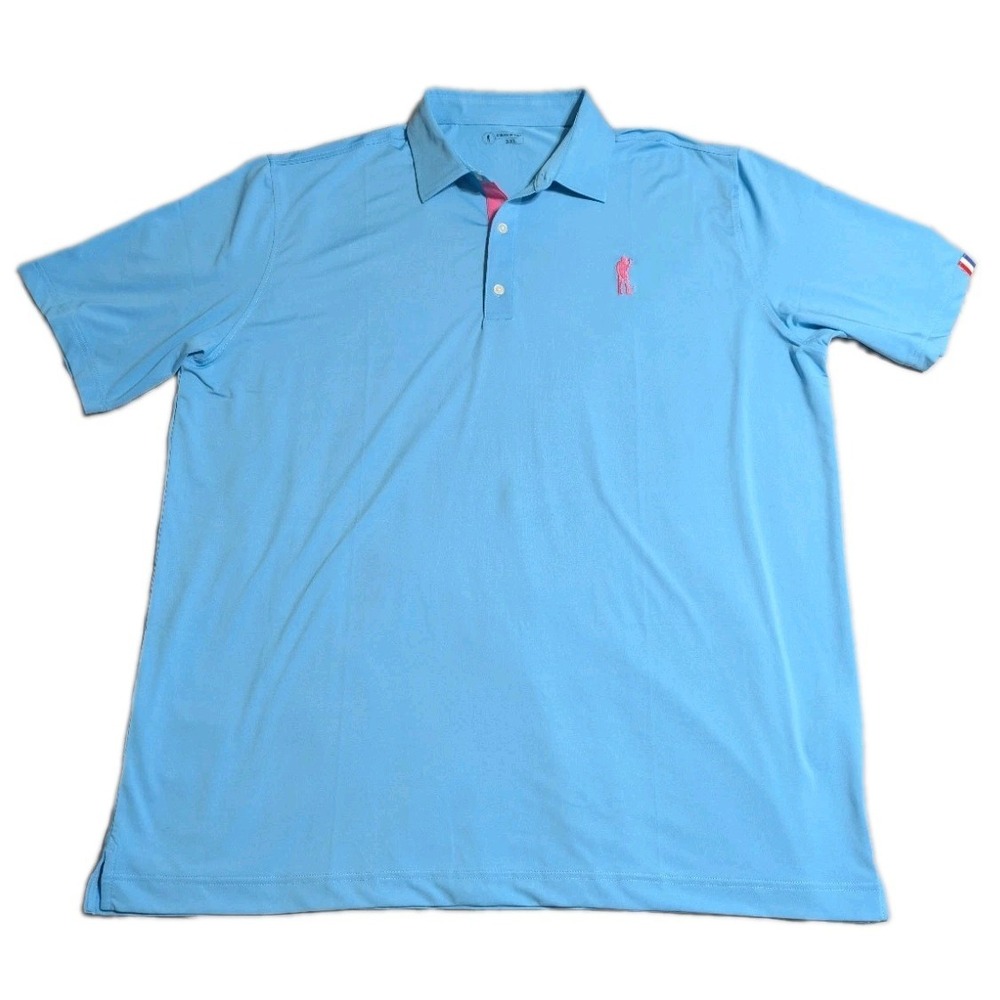 U Suck at Golf Polo Shirt Mens 3XL Blue Pink Logo Stretch Performance Golf